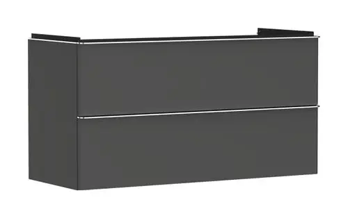 Waschtischunterschrank in Diamantgrau mit zwei Schubkästen, von Hansgrohe, geeignet für die Montage unter einem Waschtisch. Klarer, minimalistischer Designansatz.